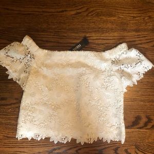 WHBM cropped lace top size 2